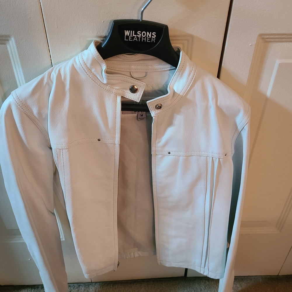 White Leather Jacket by Wilsons Leather